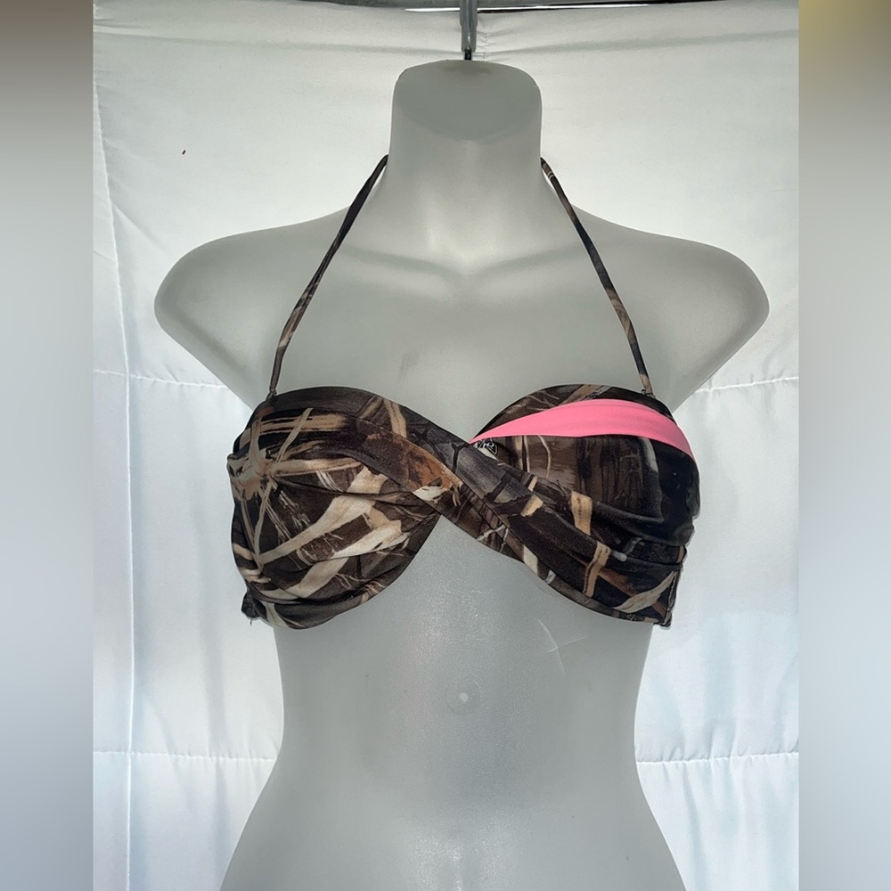 Backflips Swimwear Women’s Camouflage Twist Bandeau Bikini Top Size Large